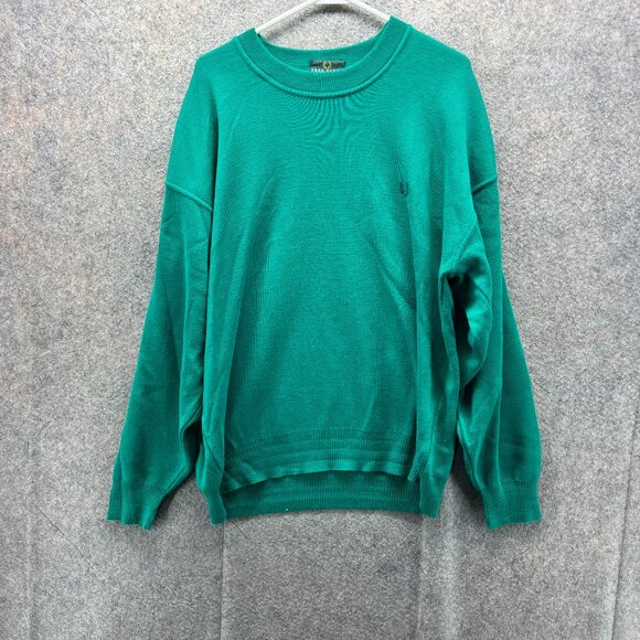Vtg Fred Perry Sweater Mens XL Green Pullover Fleece Crewneck Golf Golfer Patch - Picture 1 of 11